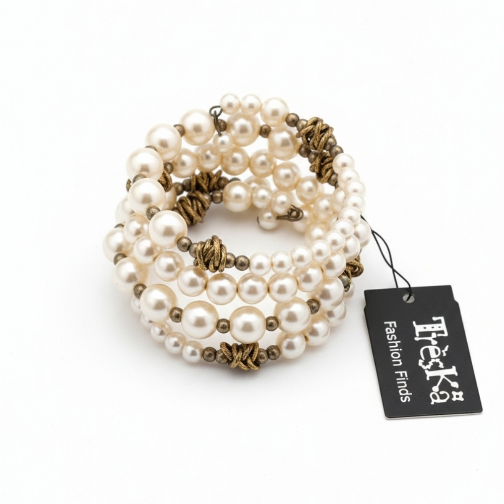 Treska Ivory and Bronze Beaded Bracelet